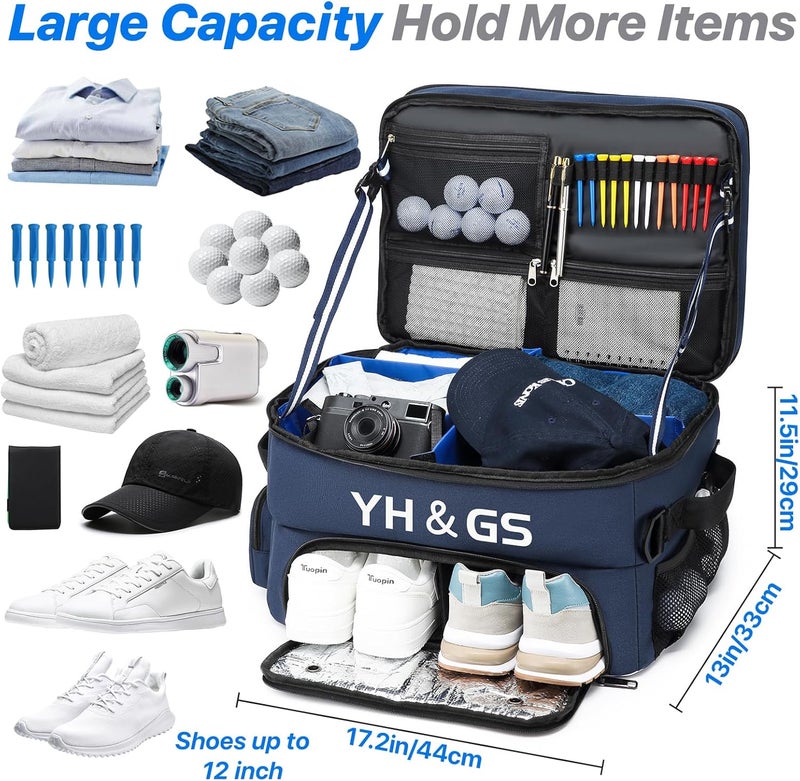 GOTECH Golf Trunk Organizer, 3 Layer Golf Accessories for Men, 2 Pair Shoes Separate Ventilated Compartment Golf Organizer for Car, Balls, Clothes, Gloves, Accessories Golf Gifts (Add shoulder straps) - Image 2